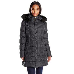 Via Spiga Women's Diamond Quilted Down Coat with Faux Fur Collar